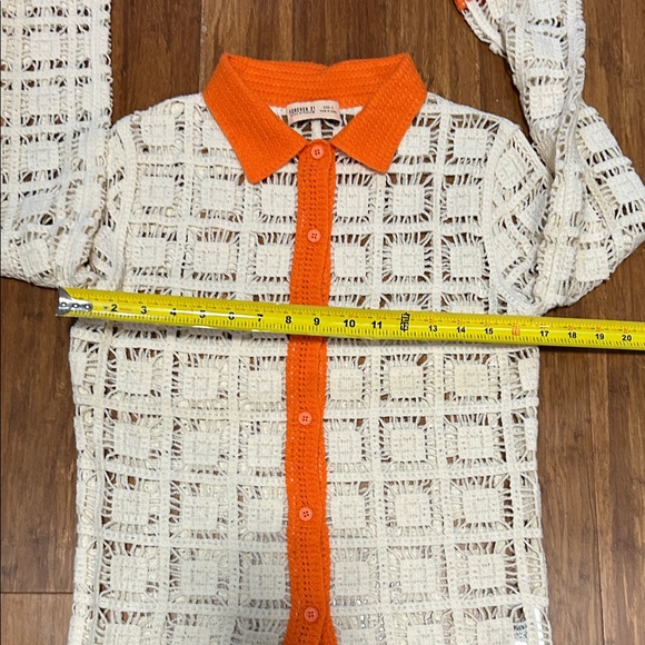 Forever 21 Cream and Orange Crochet Shirt - Picture 8 of 10